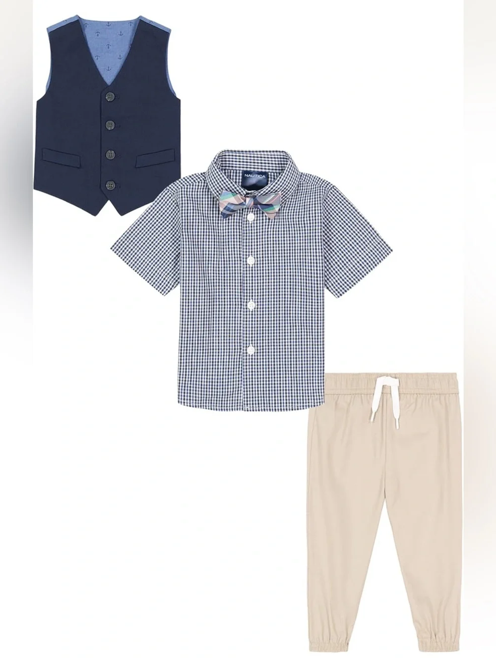 Nautica Baby Boys 4-piece Suit Set with Dress Shirt, Vest, Pants, and Tie NWT